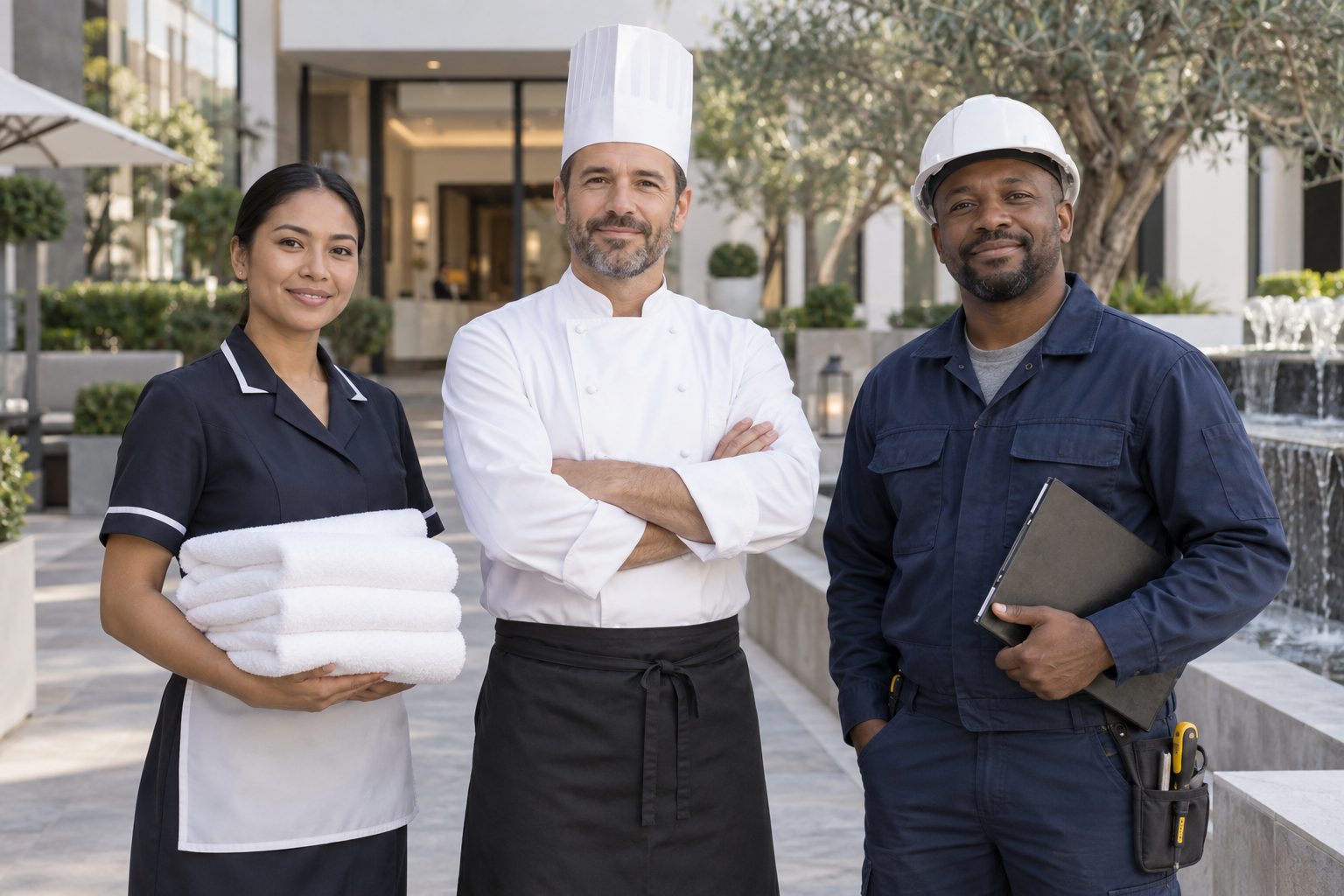 Illustrative housekeeper, chef and maintenance technician
